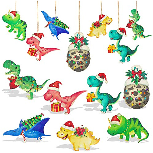 42 Pieces Christmas Dinosaur Ornaments For Christmas Tr...