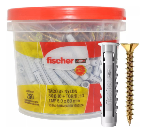  Taco Fischer Tarugo Sx10 + Tornillo Tmf 6x60 Balde X 250 U