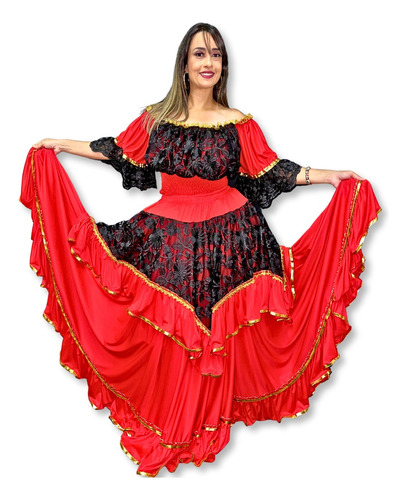 Roupa Pomba Gira Saia Cigana Umbandista Candomble Luxo