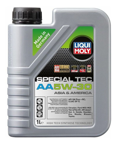 Aceite para motor Liqui Moly sintético 5W-30 para autos, pickups & suv