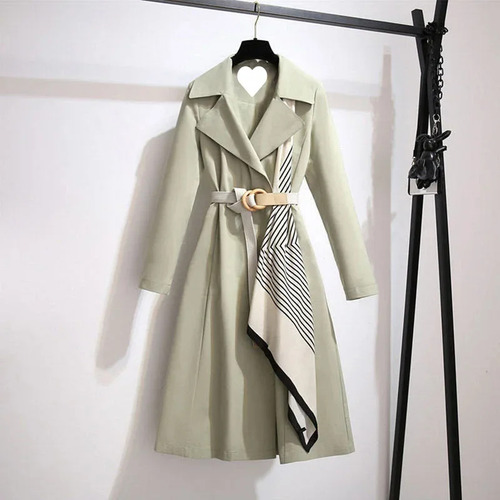 Gabardina De Longitud Media A La Moda Para Mujer