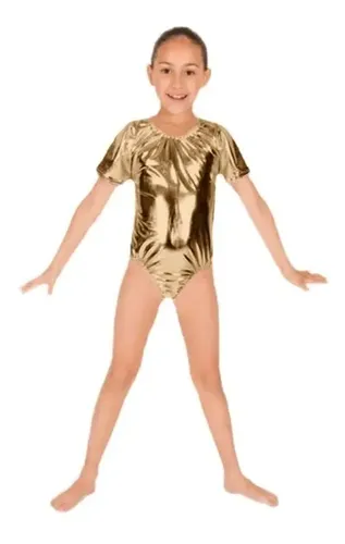 Traje De Danza Metálico Para Niñas Vestido De Leotardo Con V | Envío Gratis