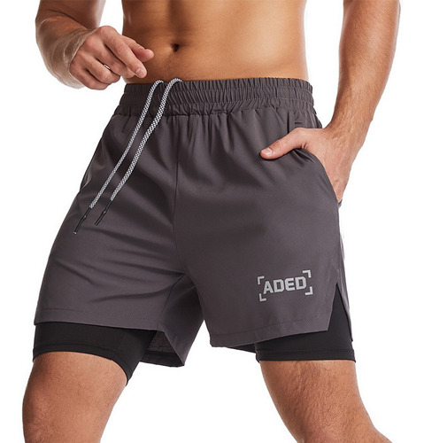 Pantalones Cortos De Running Transpirables 2 En 1 De Secado