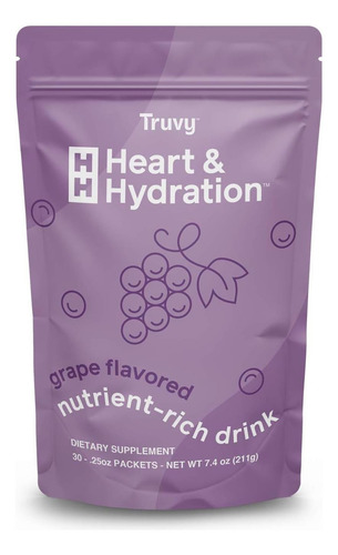 Truvy Heart & Hydration, Sabor Uva (30 Pacotes Individuais)