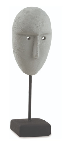 Imagem 1 de 2 de Escultura Face Em Cimento Cinza 32cm Código 12281 Mart
