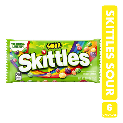 Skittles Sabor Sour - Envase Verde (pack Con 6 Unidades)