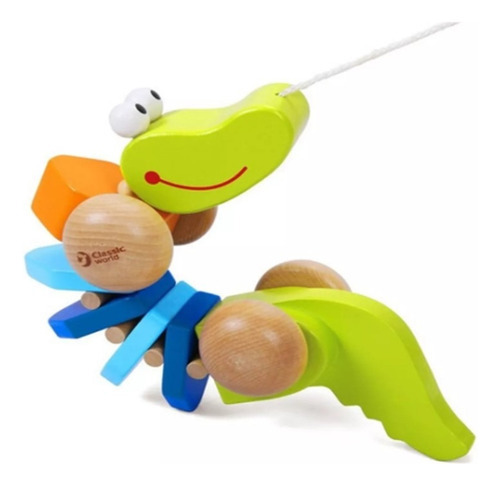 Imagen 3 de 5 de Arrastre Cocodrilo Madera Interactivo Infantil