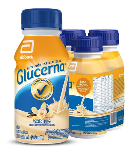 Glucerna Shake Sabor Vainilla 237 Ml - Pack X4