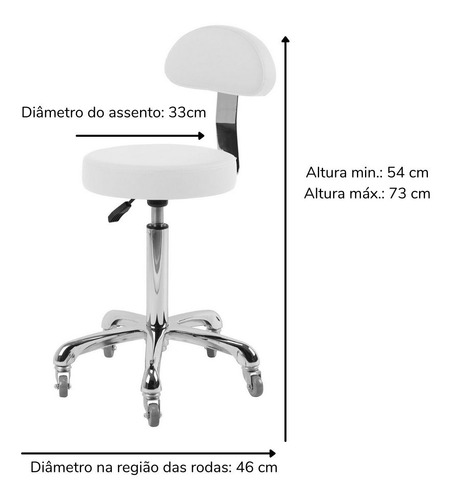Imagem 3 de 5 de Mocho Para Estética New Standard Estek - Preto E Branco