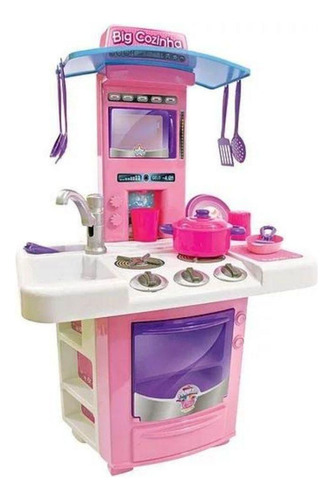 Cozinha Infantil Rosa Completa Com Pia E Fogão - Big Star