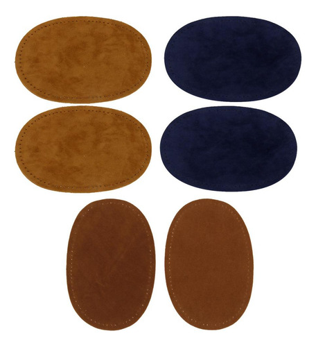 3 Pares Color Bronceado Ante Azul Coser En Parches Reparar
