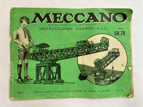 Meccano. Instrucciones Equipos A A D. 1960.