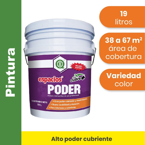 Imagen 2 de 6 de Pintura Vinílica Acrílica / Interior Y Exterior / Blanco 19l