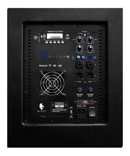 Bocina Alienpro VECTOR 15 con bluetooth negra 127V