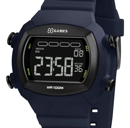 Relógio Masculino Azul Digital Silicone X-games Prova D'água
