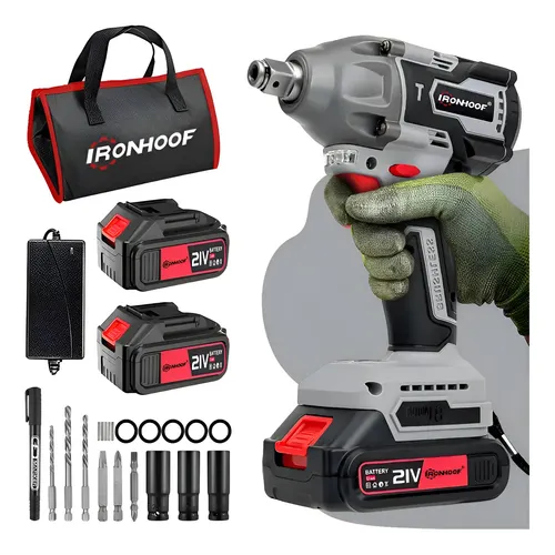 Chave de Impacto Furadeira Brushless 520nm 21v 2 Bateria Cinza-escuro