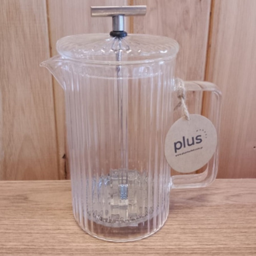 Cafetera De Vidrio Rallada Con Embolo De 350 Ml Blanco