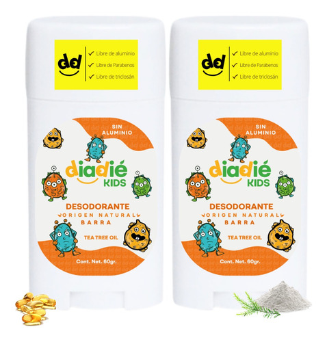 Diadie 2pack Desodorante Natural Kids.para Niños. Unisex