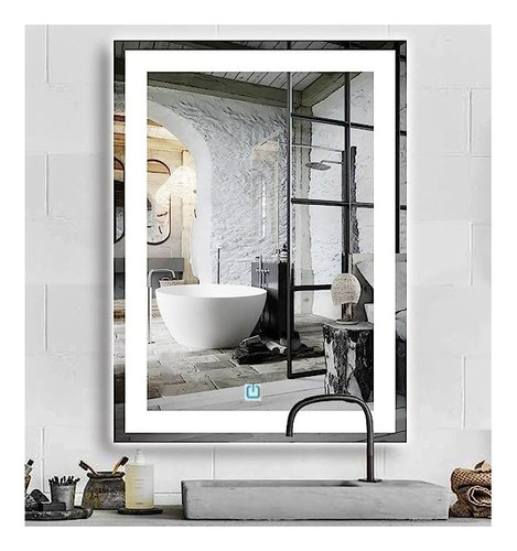 Espelho De Corpo Inteiro C/ Luz Frontal Led Touch 160 X 60cm Moldura Branco Quente 3000k