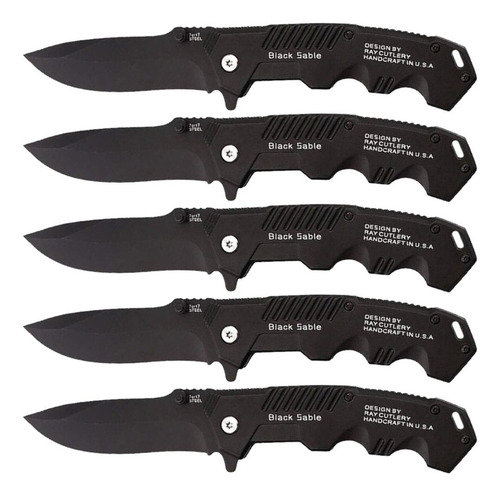Navaja Para Campismo, Mxbrz-005, 5pzas, Cuchilla Pleg Color Negro