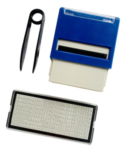 Kit De Carimbo Faça Você Mesmo Com Carimbo 18mmx47mm Azul