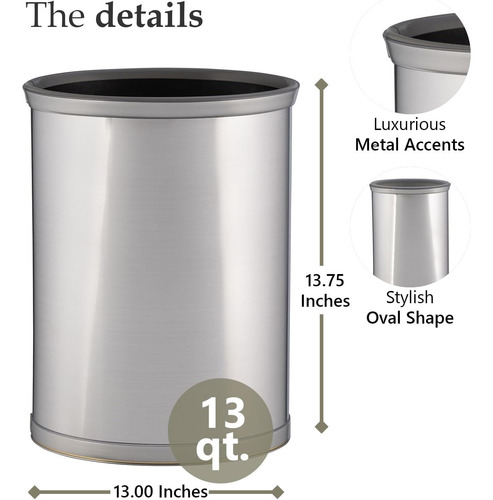 Kraftware Cepillado Con Canasta De Residuos Cromados Gray En