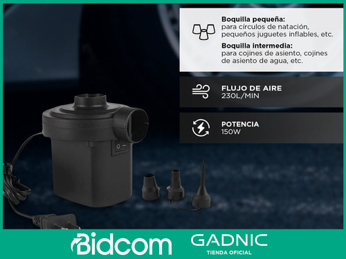 Inflador Eléctrico Gadnic Mini Compresor Aire Con Boquillas