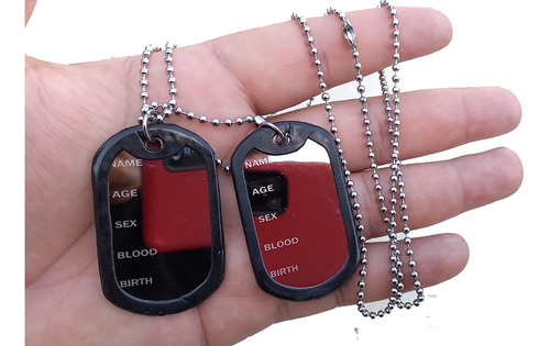 Corrente Placa Identificação Exército Dog Tag Aço Inox 316l