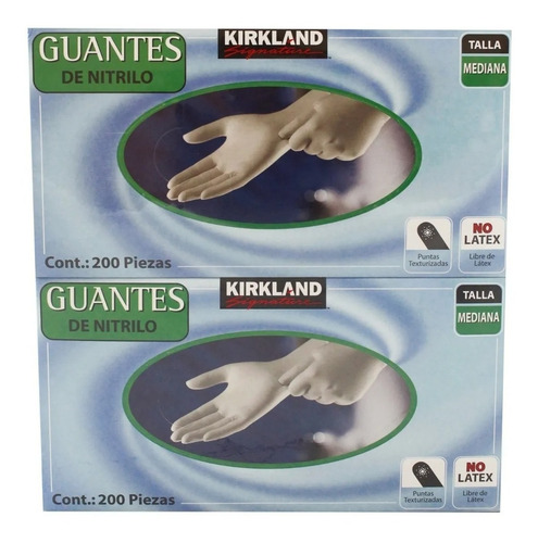 Guantes De Nitrilo Kirkland T Mediana 2 Cajas C/200 Pzs C/u