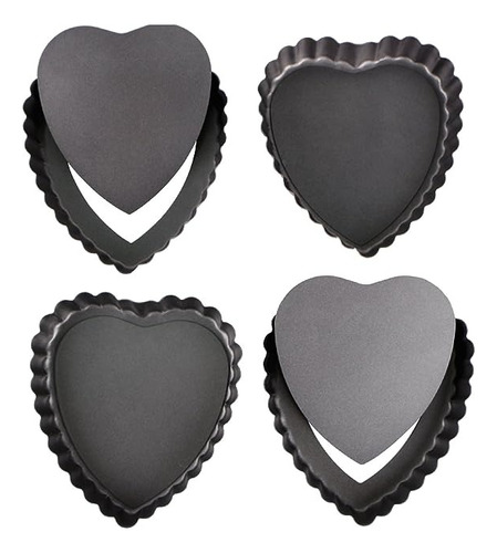 Molde Horneable Con Base Desmontable Forma De Corazon 4 Pzas