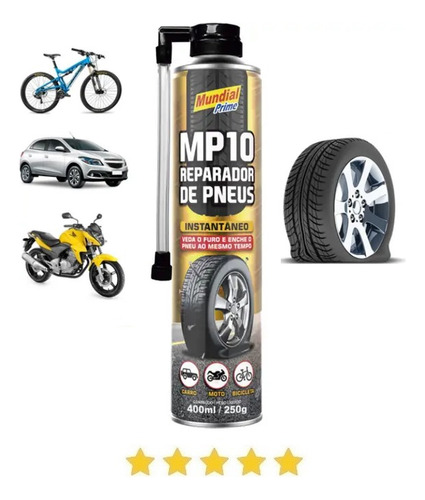 Esprei Selant Reparador Furo Inflador Encher Ar Pneu Furado 