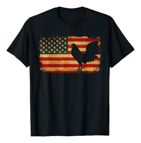 Playera Vintage De Lucha De Gallos Con Bandera De Ee. Uu.