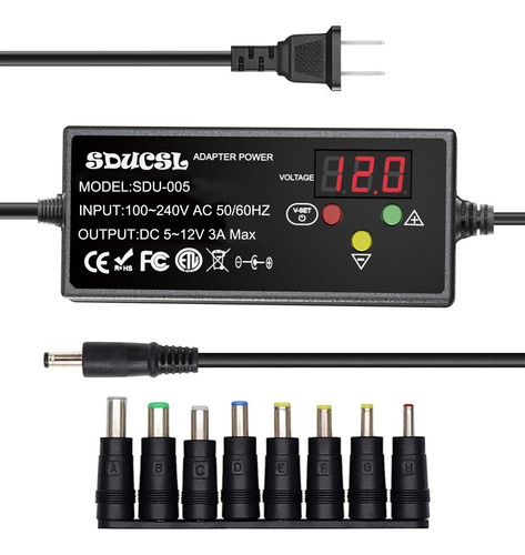 Pack Adaptador De Corriente Universal 5-12v 36w Ajustable