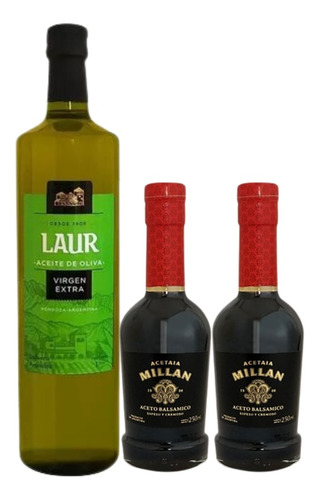 Laur Aceite De Oliva Extra Virgen + Aceto Millán Pack X3 U