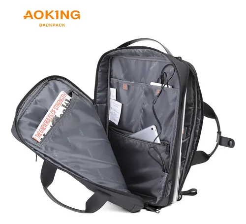 Maletin Portafolio Mochila Aoking Sn4002 Color Negro Diseño De La Tela Liso