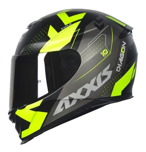 Capacete Axxis Eagle Diagon Matt Black Yellow