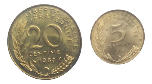 Monedas Francia 20 Y 5 Céntimos Franco 2 Piezas Envio $60