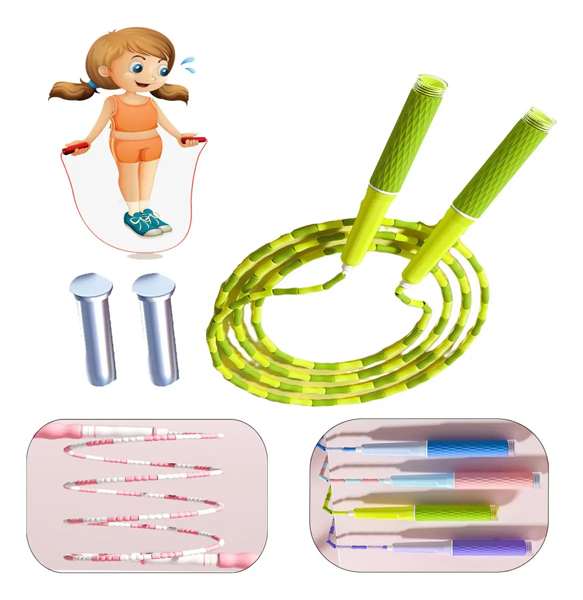 Corda de Pular Freestyle Zcco Colorido-Amarelo Com Cabo Ergonômico e Peso de Polipropileno