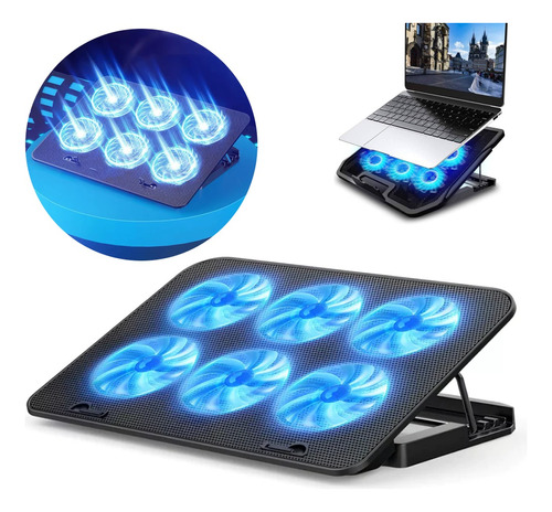 Base Soporte Refrigeracion Notebook 6 Coolers Gamer Led Usb