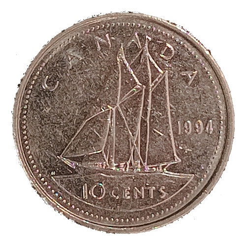 Canadá 10 Cents 1994 Excelente Km 183 Barco Goleta