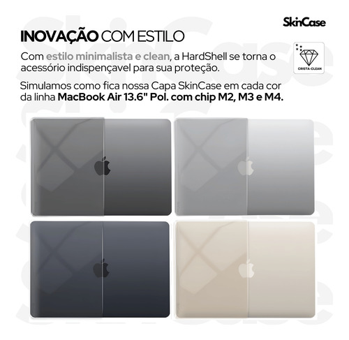 Capa Para Macbook Air 13.6 Com Chip M4 M3 M2 2022 Até 2025+