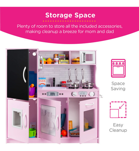 Set Cocina Madera Juguete Niños Diseño Realista Rosa Ml Color