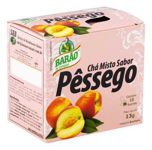 Chá Barão de Cotegipe pêssego em sachê 13 g 10 u
