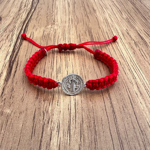 Imagen 6 de 9 de Pulsera Hilo San Benito Para Bebé 9 Cm Plata .925 Agálea