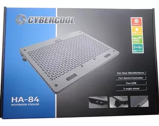 Cooler Para Laptop Cybercool Ha-84 Aluminio 2 Ventiladores