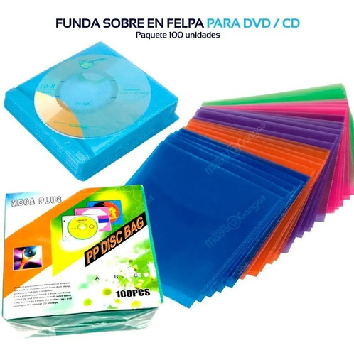 Funda Sobre En Felpa Para Cd / Dvd Paquete 100 U.