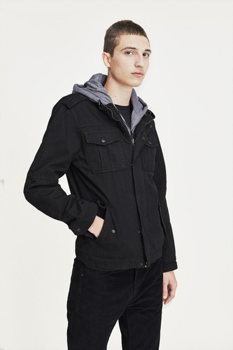 Campera Levis Hombre Milita Jacket Buzo Gabardina Negra