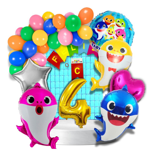 Globos Cumpleaños Decoración Kits De Decoraciones Baby Shark