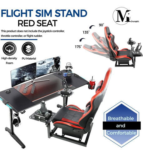 Cockpit De Simulación De Vuelo Minneer Rojo Ajustable