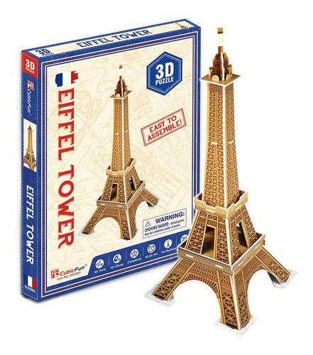 Imagen 1 de 2 de Torre Eiffel - Puzzle 3d - 20 Piezas - Cubicfun